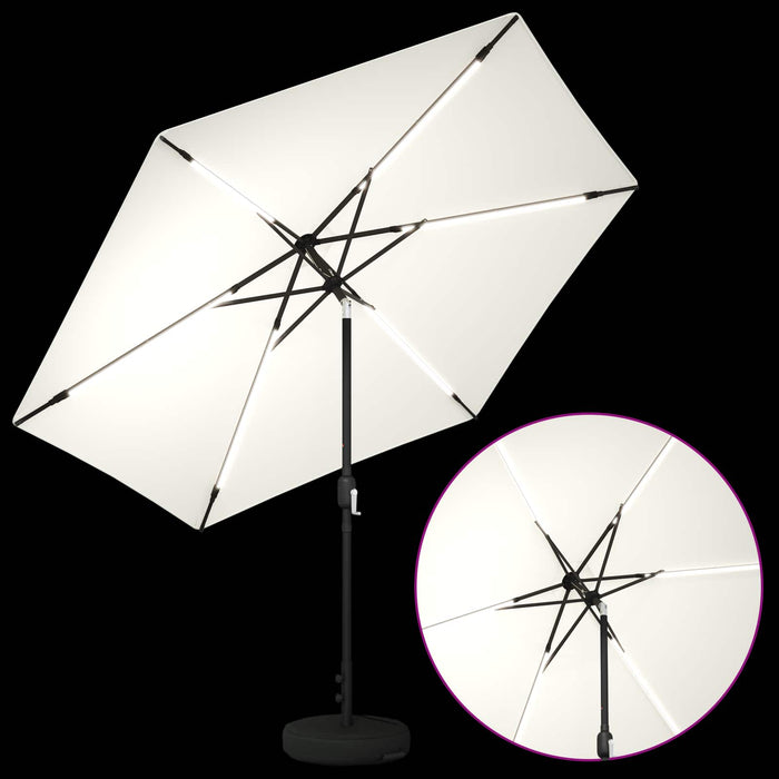Parasol de grădină cu lumini LED și bază 300 x 300 cm Poliester WALTI