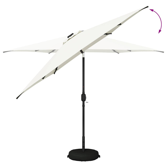 Parasol de grădină cu lumini LED și bază 300 x 300 cm Poliester WALTI
