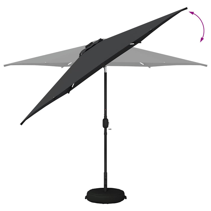 Parasol de grădină cu lumini LED și bază 300 x 300 cm Poliester WALTI