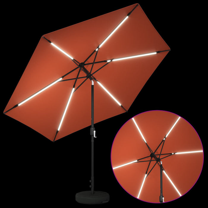 Parasol de grădină cu lumini LED și bază 300 x 300 cm Poliester WALTI