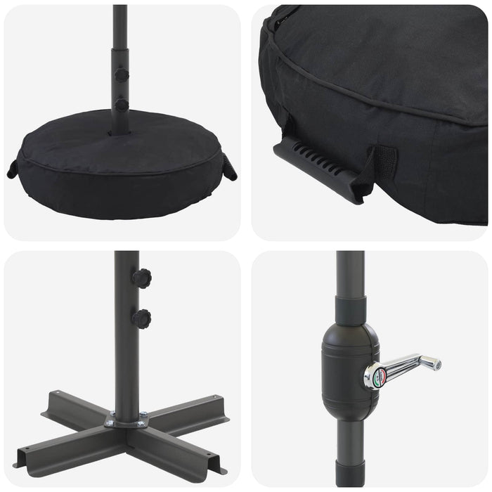 Parasol de grădină cu lumini LED și bază 300 x 300 cm Poliester WALTI
