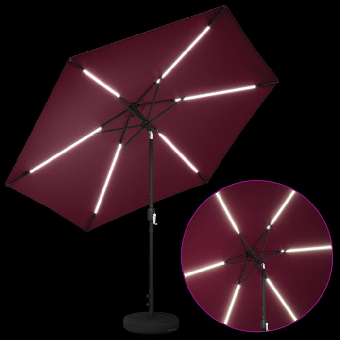 Parasol de grădină cu lumini LED și bază 300 x 300 cm Poliester WALTI