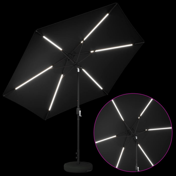 Parasol de grădină cu lumini LED și bază 300 x 300 cm Poliester WALTI