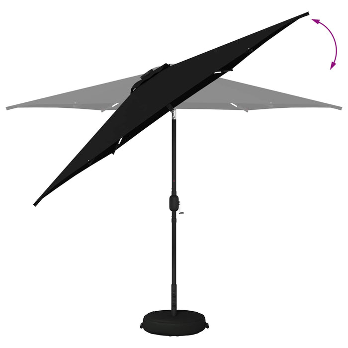 Parasol de grădină cu lumini LED și bază 300 x 300 cm Poliester WALTI