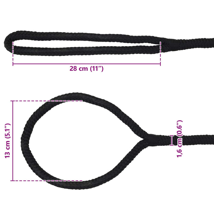 Sfoară de Barcă 15 m 1.6 Negru Poliester WALTI