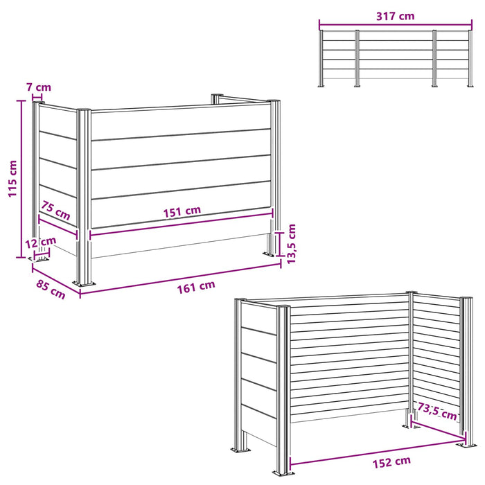 Împrejmuire pentru Coș de Gunoi Maro 161 x 85 x 115 cm - WALTI WALTI