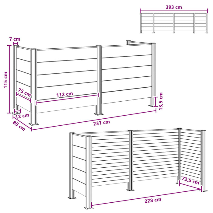 Împrejmuire pentru Coș de Gunoi Gri 237 x 85 x 115 cm - WALTI WALTI