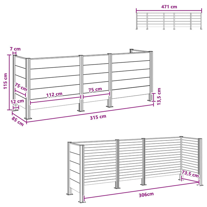 Împrejmuire pentru Coș de Gunoi Maro 315 x 85 x 115 cm - WALTI WALTI