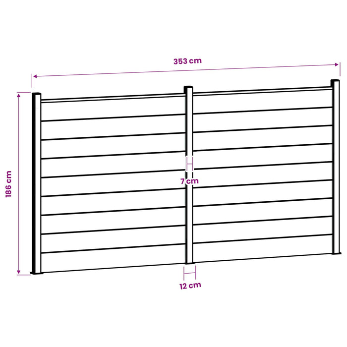 Set de Gard 353 x 186 cm WPC și Aluminiu Gri WALTI