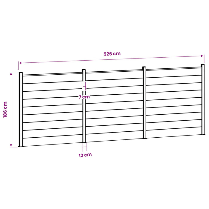 Set de Gard 526 x 186 cm WPC și Aluminiu Gri WALTI