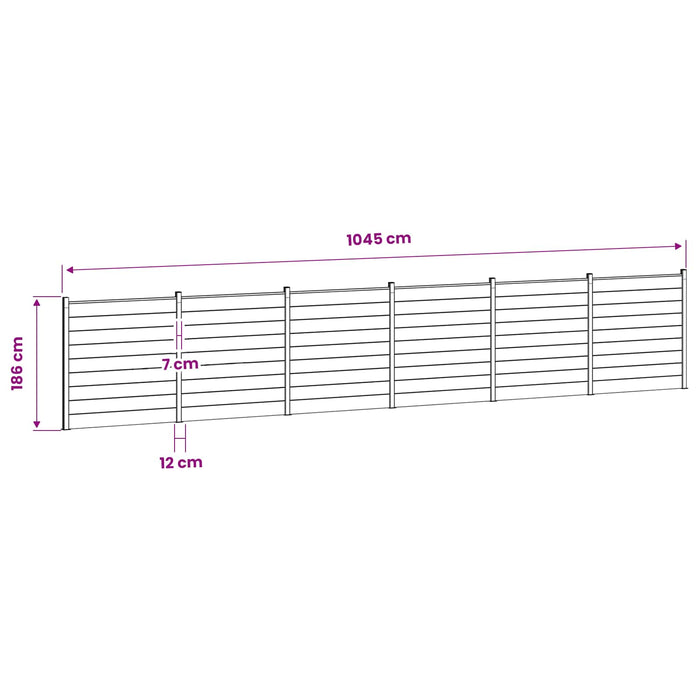 Set de Gard 1045 x 186 cm WPC și Aluminiu Gri WALTI