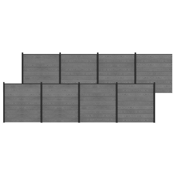Set de Gard 1391 x 186 cm WPC și Aluminiu Gri WALTI