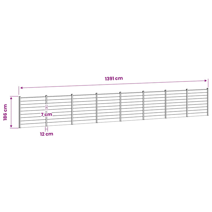 Set de Gard 1391 x 186 cm WPC și Aluminiu Gri WALTI