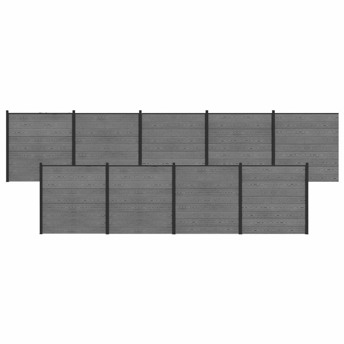 Set de Gard 1564 x 186 cm WPC și Aluminiu Gri WALTI