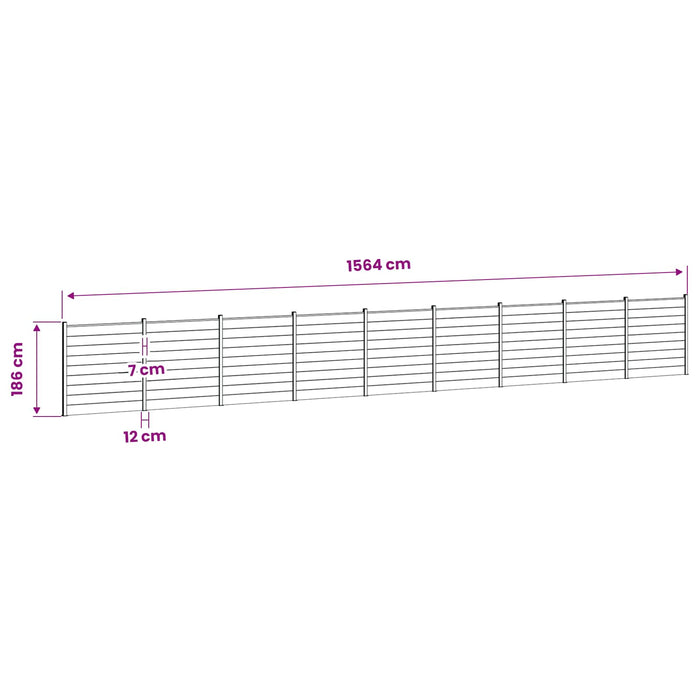 Set de Gard 1564 x 186 cm WPC și Aluminiu Gri WALTI