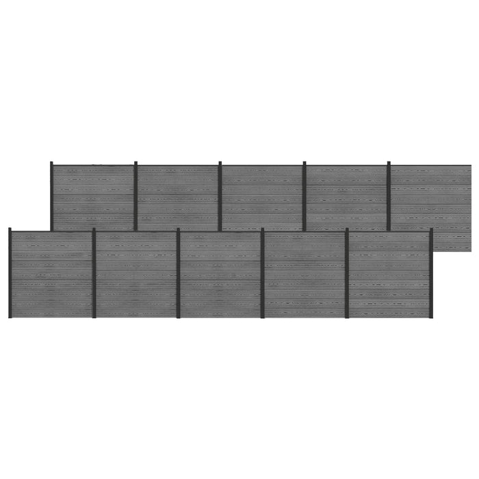 Set de Gard 1737 x 186 cm WPC și Aluminiu Gri WALTI
