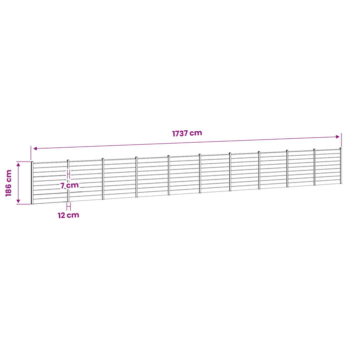 Set de Gard 1737 x 186 cm WPC și Aluminiu Gri WALTI