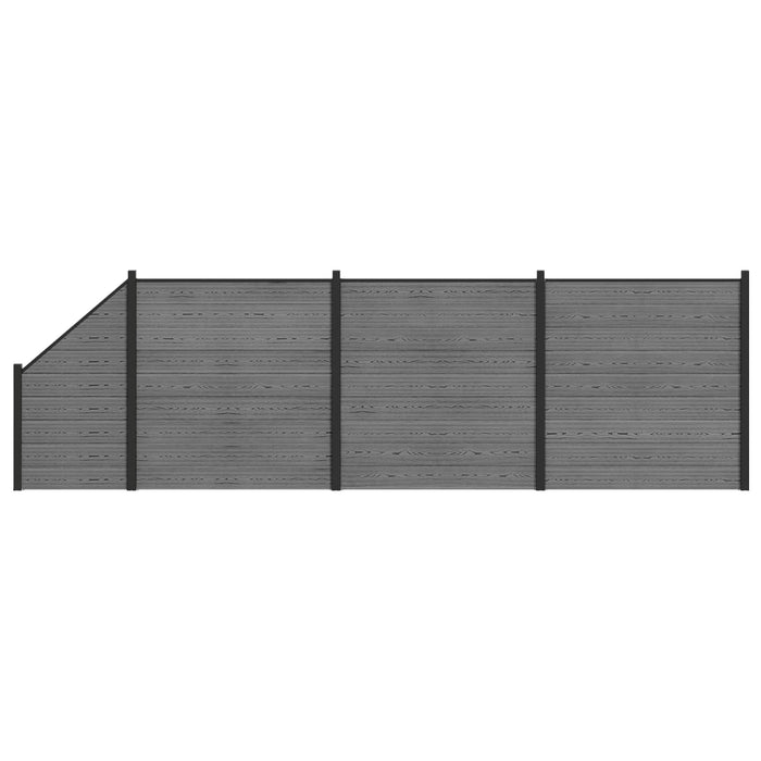 Set de Gard 619 x 186 cm WPC și Aluminiu Gri WALTI