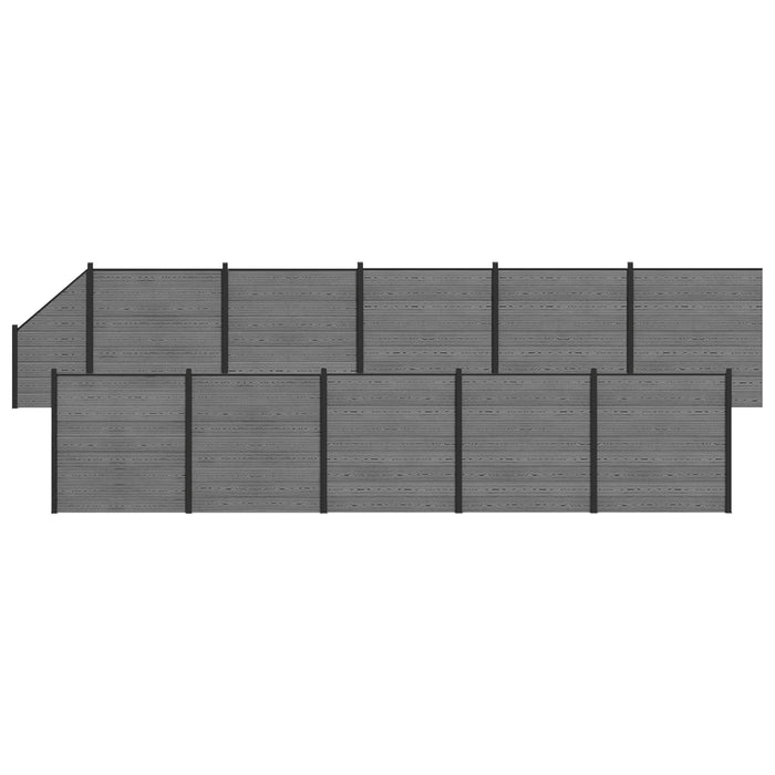 Set de Gard 1830 x 186 cm WPC și Aluminiu Gri WALTI