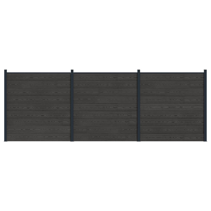 Panou de Gardă 3 pcs WPC și Aluminiu Negru - WALTI WALTI