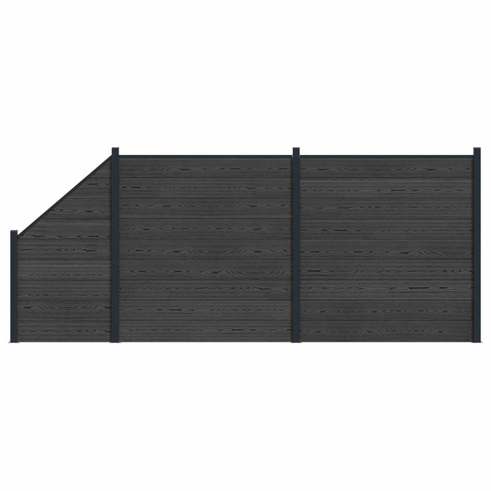 Panou de Gardă 3 pcs WPC și Aluminiu Negru - WALTI WALTI