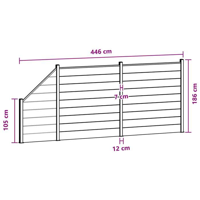 Panou de Gardă 3 pcs WPC și Aluminiu Negru - WALTI WALTI