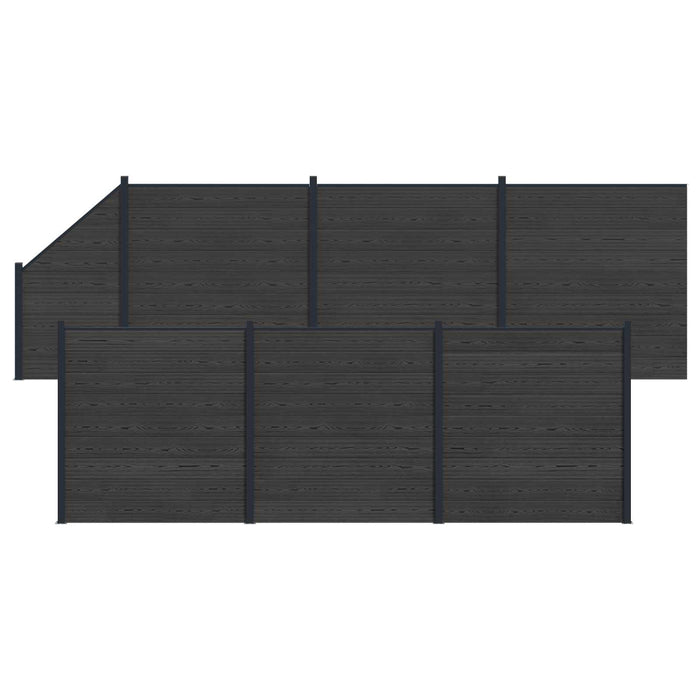 Panou de Gardă 7 pcs WPC și Aluminiu Negru - WALTI WALTI