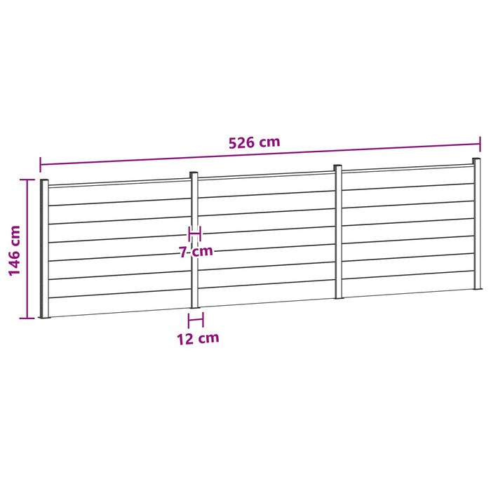 Panou de Gardă 3 pcs WPC și Aluminiu Maro - WALTI WALTI