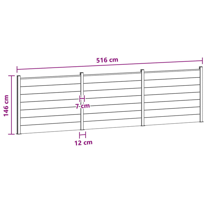 Panou de Gardă 3 pcs WPC și Aluminiu Negru - WALTI WALTI