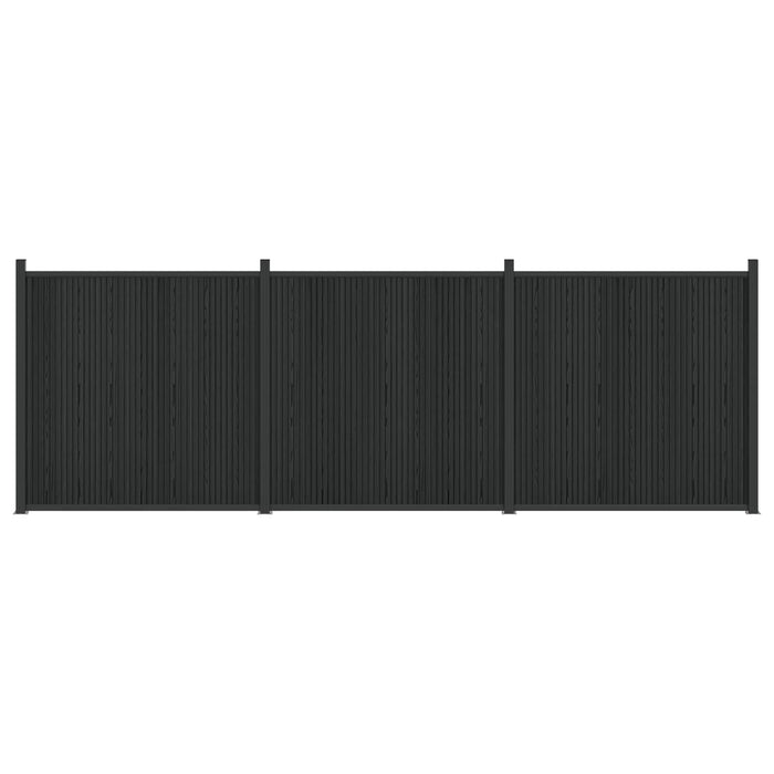 Panou de Gardă 3 pcs WPC și Aluminiu Negru - WALTI WALTI
