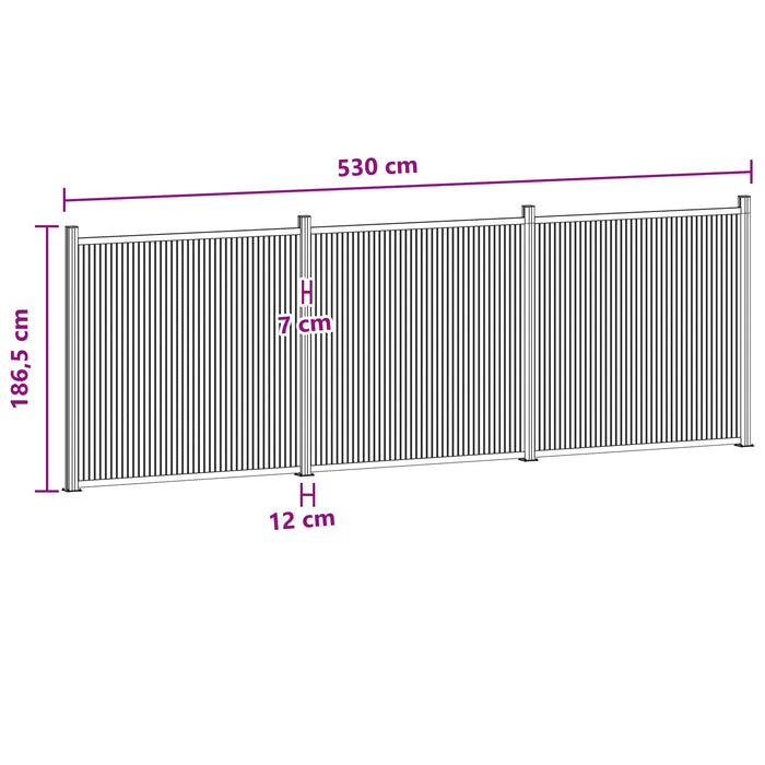 Panou de Gardă 3 pcs WPC și Aluminiu Negru - WALTI WALTI
