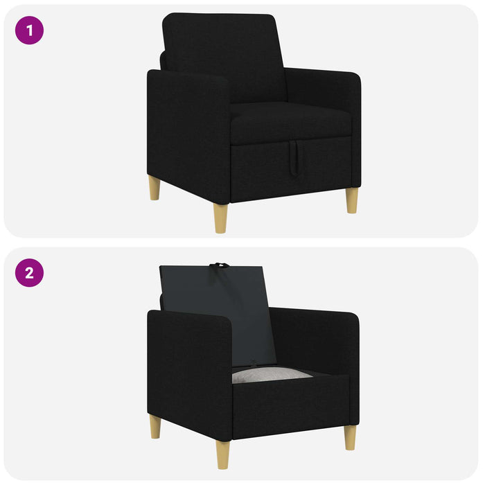 Sofa cu Spațiu de Depozitare Negru 72 x 78 x 87 cm Poliester - WALTI WALTI