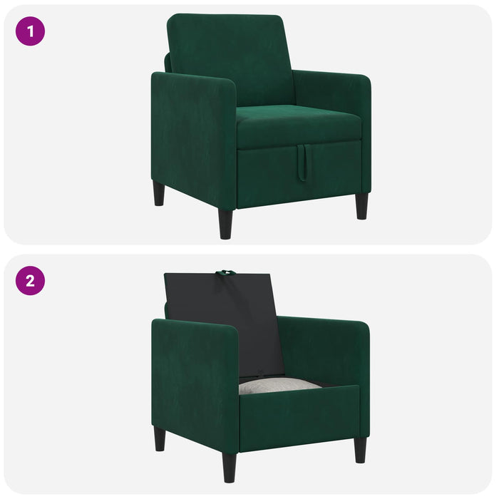 Sofa cu Spațiu de Depozitare Verde închis 72 x 78 x 87 cm - WALTI WALTI