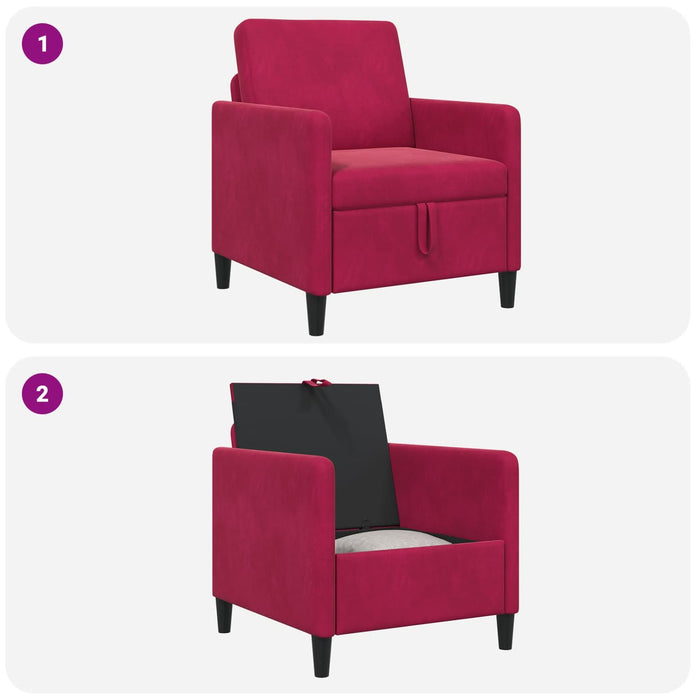 Sofa cu Spațiu de Depozitare Roșu Vin 72 x 78 x 87 cm Poliester - WALTI WALTI
