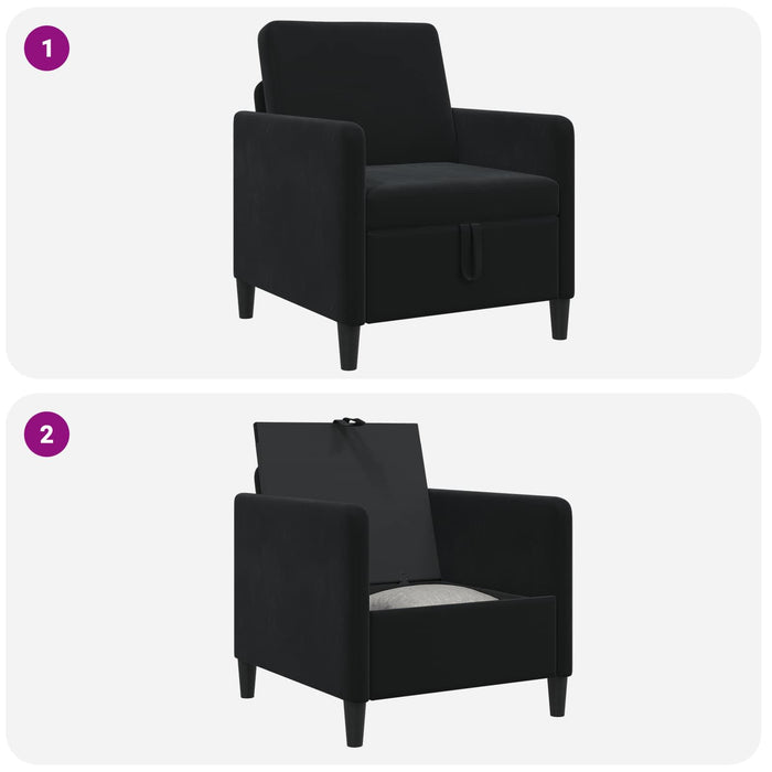 Sofa cu Spațiu de Depozitare Negru 72 x 78 x 87 cm Poliester - WALTI WALTI