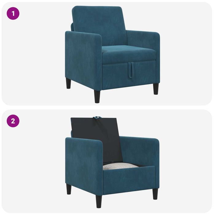 Sofa cu Spațiu de Depozitare albastru 72 x 78 x 87 cm Poliester WALTI