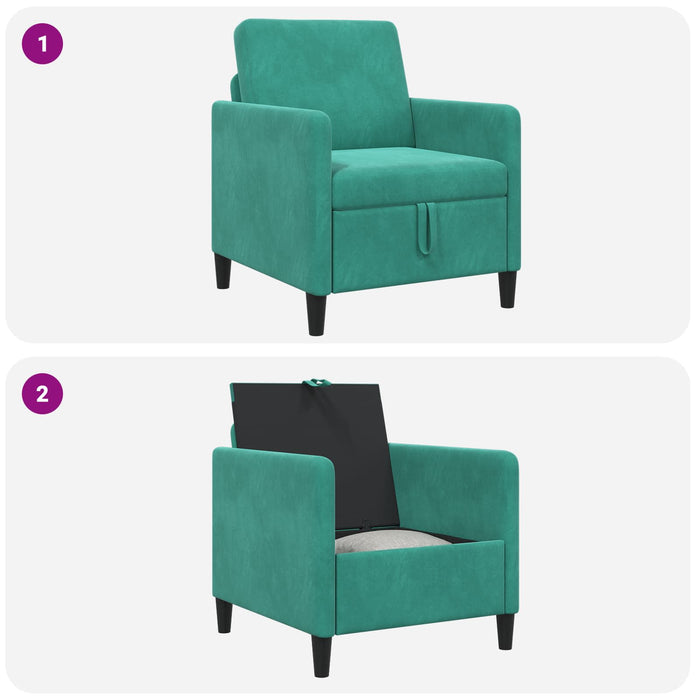 Sofa cu Spațiu de Depozitare Turcoaz 72 x 78 x 87 cm Poliester - WALTI WALTI
