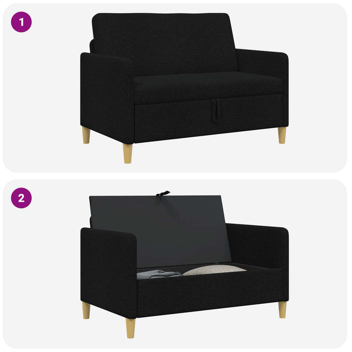 Sofa cu Spațiu de Depozitare Negru 122 x 78 x 87 cm Poliester - WALTI WALTI