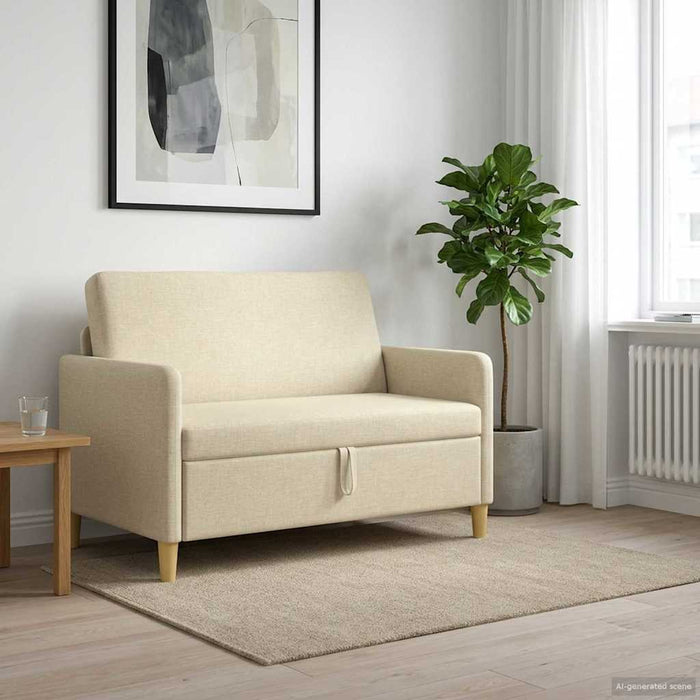 Sofa cu Spațiu de Depozitare Crem 122 x 78 x 87 cm Poliester - WALTI WALTI