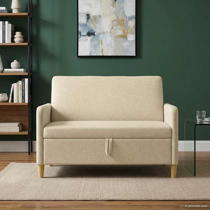 Sofa cu Spațiu de Depozitare Crem 122 x 78 x 87 cm Poliester - WALTI WALTI