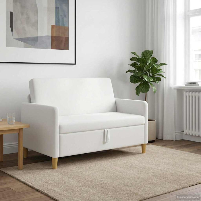 Sofa cu Spațiu de Depozitare Alb 122 x 78 x 87 cm Poliester - WALTI WALTI