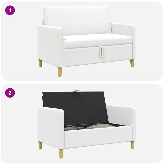 Sofa cu Spațiu de Depozitare Alb 122 x 78 x 87 cm Poliester - WALTI WALTI