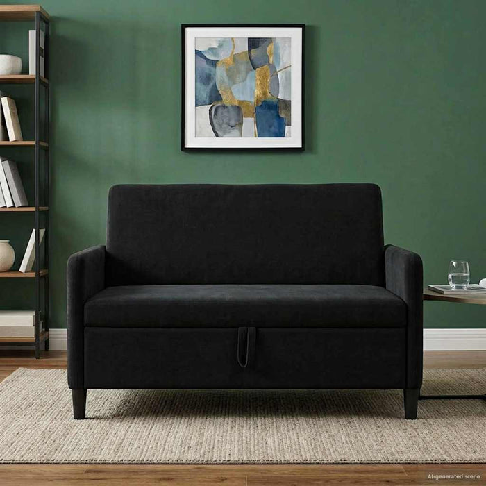 Sofa cu Spațiu de Depozitare Negru 122 x 78 x 87 cm Poliester - WALTI WALTI