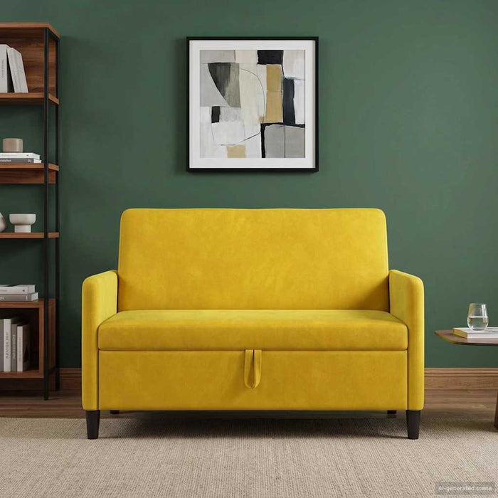 Sofa cu Spațiu de Depozitare Galben 122 x 78 x 87 cm Poliester - WALTI WALTI