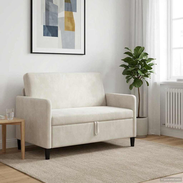 Sofa cu Spațiu de Depozitare Crem 122 x 78 x 87 cm Poliester - WALTI WALTI