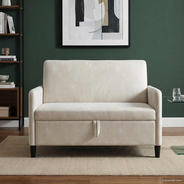 Sofa cu Spațiu de Depozitare Crem 122 x 78 x 87 cm Poliester - WALTI WALTI