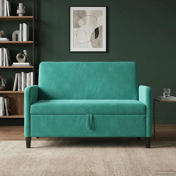 Sofa cu Spațiu de Depozitare Turcoaz 122 x 78 x 87 cm Poliester - WALTI WALTI