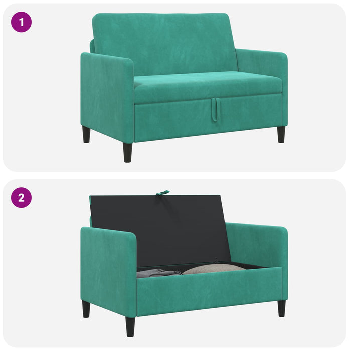 Sofa cu Spațiu de Depozitare Turcoaz 122 x 78 x 87 cm Poliester - WALTI WALTI