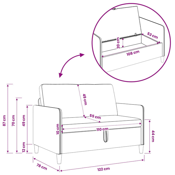 Sofa cu Spațiu de Depozitare Verde Mării 122 x 78 x 87 cm WALTI