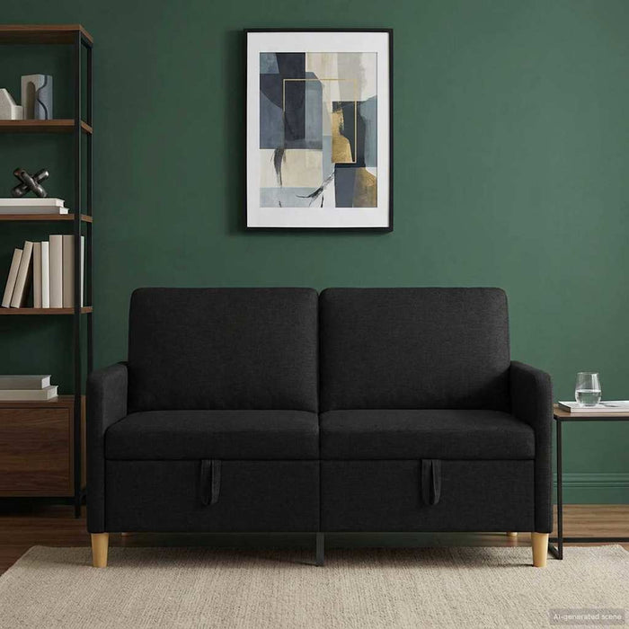 Sofa cu Spațiu de Depozitare Negru 152 x 78 x 87 cm Poliester - WALTI WALTI